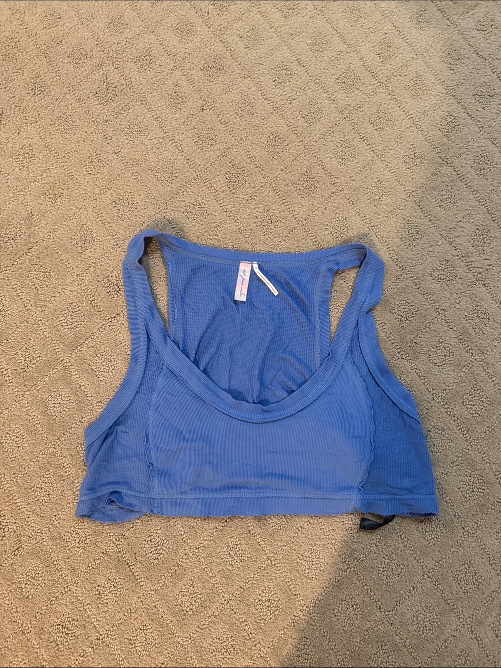 Free people Blue Ribbed  Crop Tank Top